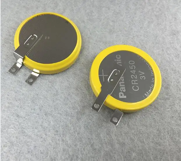 

12pcs/lot Panasonic CR2450 CR 2450 3V Lithium Battery with Soldering feet rice cooker tire pressure monitor Button Batteries