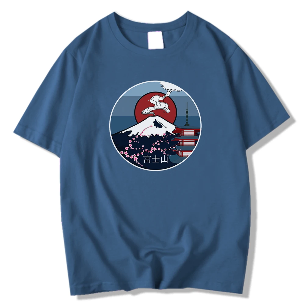 

Japan Mount Fuji Printing Printman Tshirt Casual High Quality Tee Shirt Retro Quality Clothes Aesthetic Simplicity Male T-Shirt