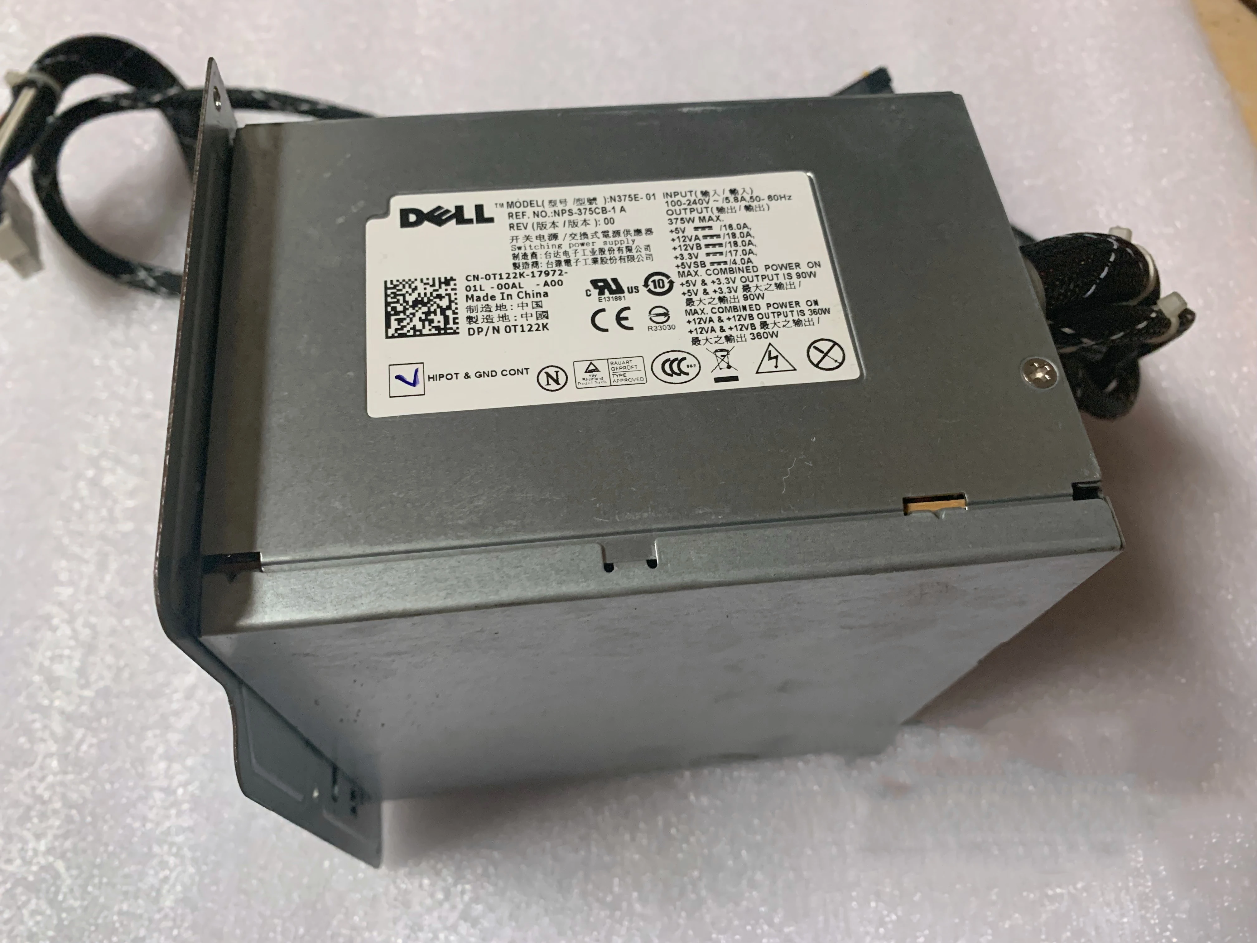 Бесплатная доставка 375 Вт ПК Питание для сервера T310 375W блок питания 380 390 БП T128K 0T128K