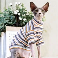 classic stripe cotton cat outfits spring summer cat dresses sphynx cat apparel hairless cat clothes