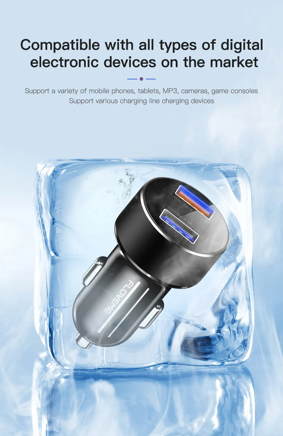 Автомобильное зарядное устройство FLOVEME Quick Charge 3,0 18 Вт QC3.0 Dual USB Автомобильное зарядное устройство для iPhone прикуриватель Быстрый автомобильный адаптер зарядного устройства для телефона
