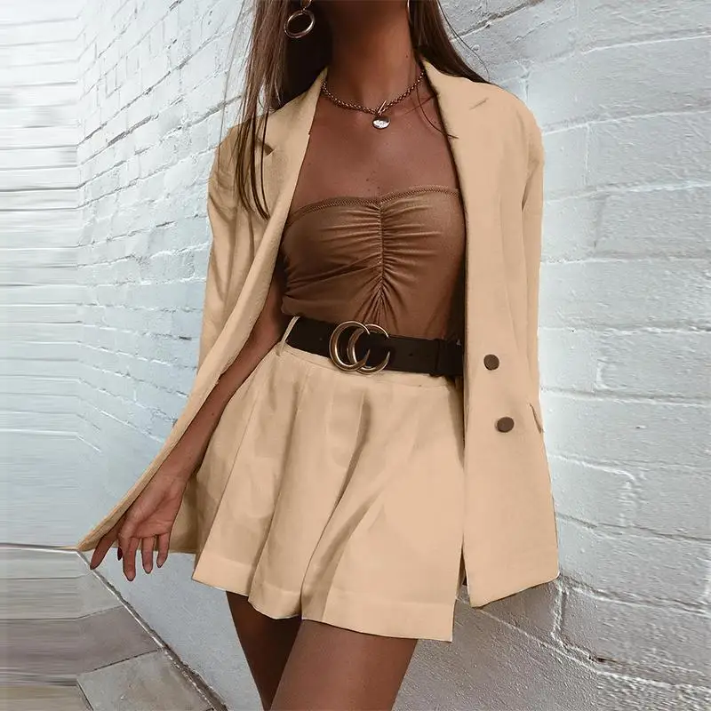 Элегантный Блейзер Женский шикарный двубортный офисный блейзер комплект из двух