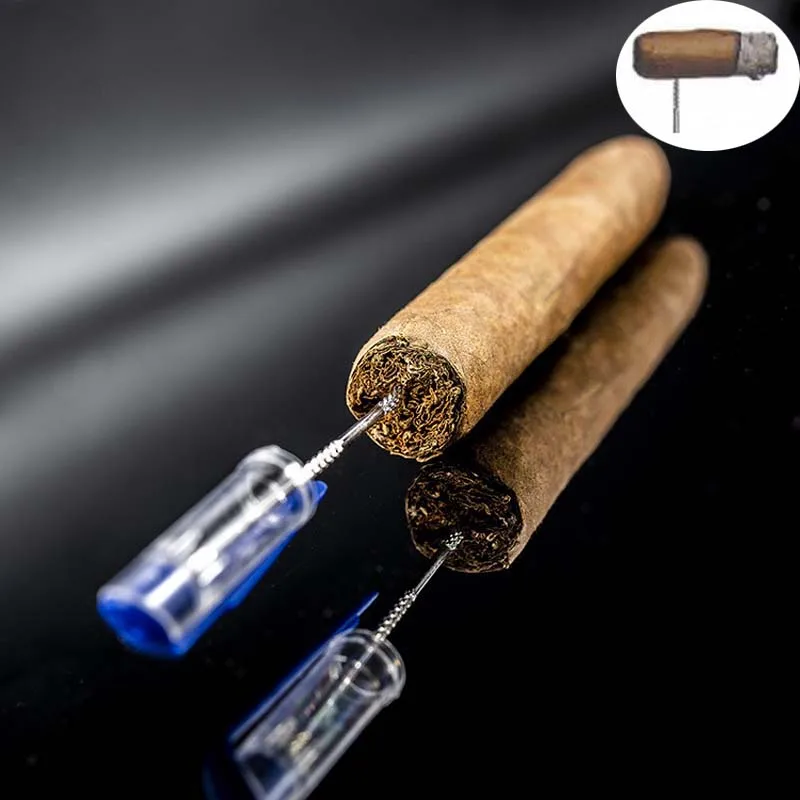 Двойная прямая синяя газовая зажигалка с пламенем и резаком для сигар