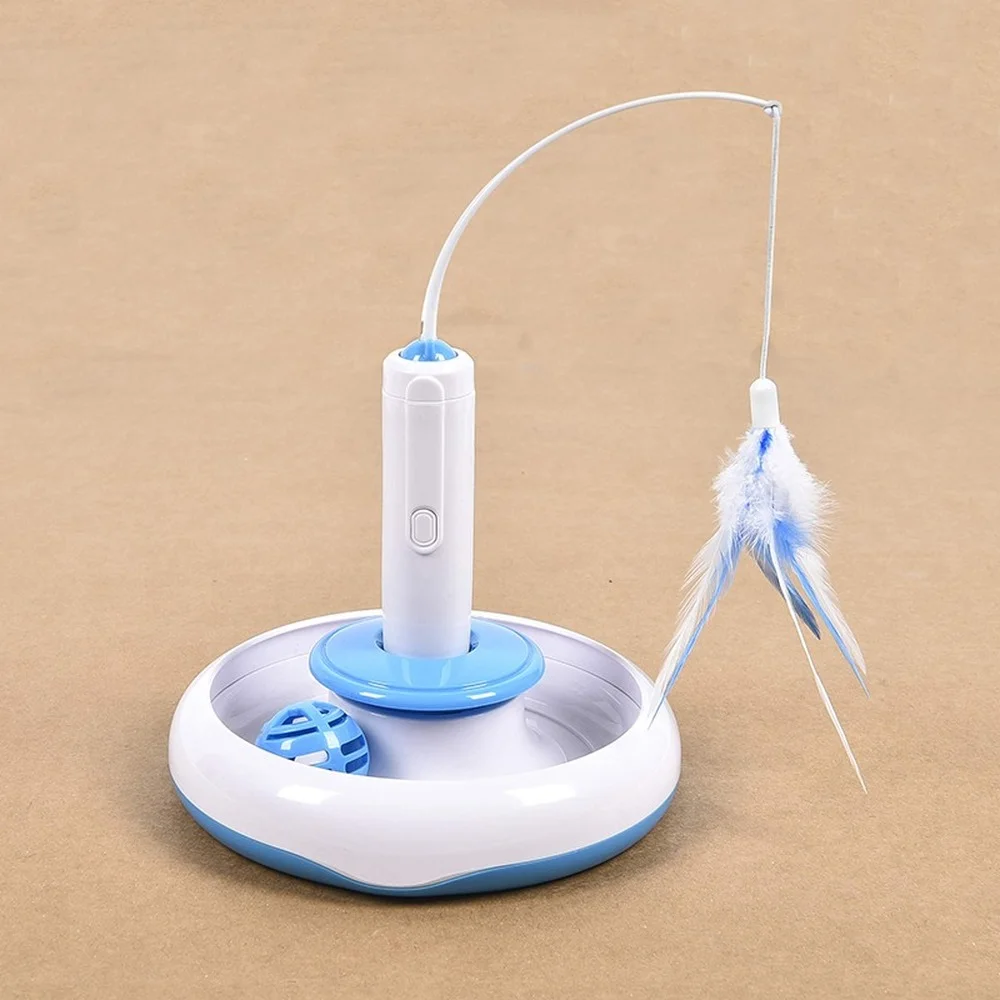Electric Cat Stick and Tower of Tracks Toy Automatic Rotating Interactive Cats Toys Ball Turntable Pet Kitten Funnny Sticks | Дом и сад