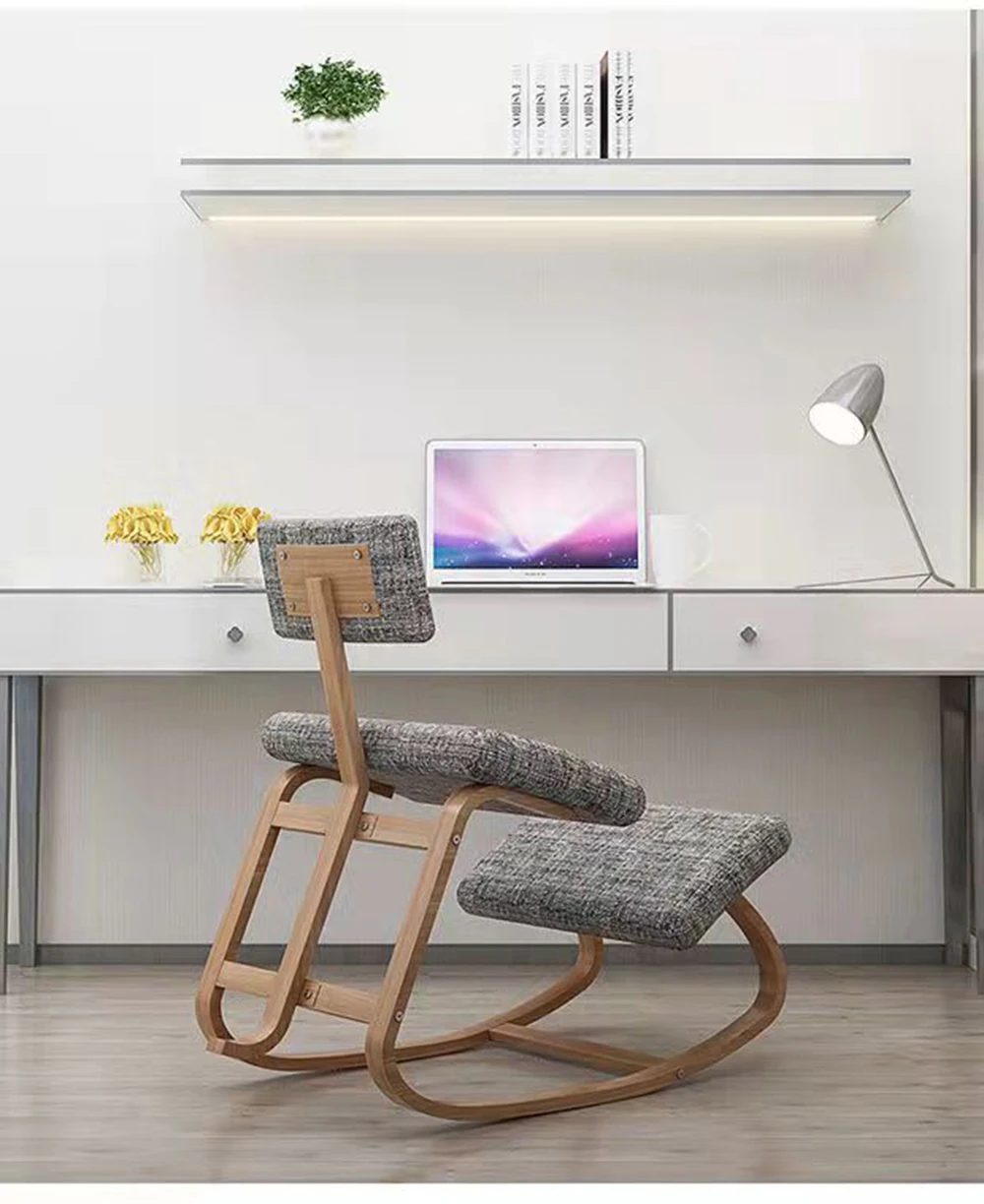Rocking Wood Kneel Stool Ergonomic Kneeling Chair Cushion For Improving Posture Relieve Knee Pressure Learning | Мебель