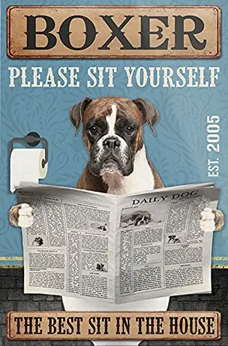 

Funny Tin Sign Boxer Dog Signs Wall Art3 Poster Wall Plaque Decor Panel Retro Vintage Mural 8x12 Inch