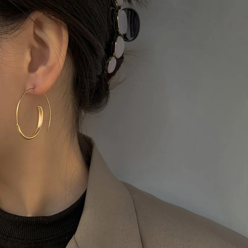 

Hoop Earrings for Women Frosted Gold Simple Earrings Temperament Individual Earrings Fashion Female Earrings Jewelry 2021