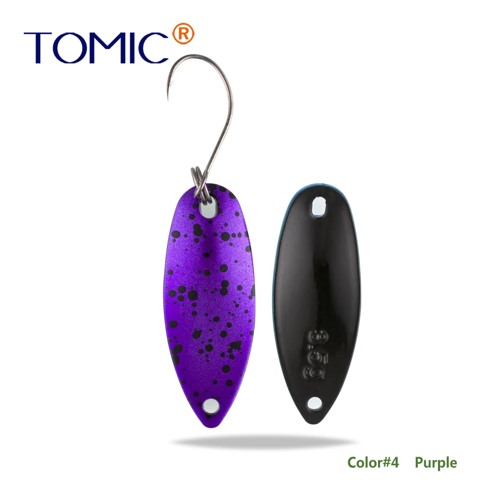 Purple Tomic 2 г 3,5 г 5,5 г латунные рыболовные лезвия 1 шт. набор сверхлегкий УФ цвет металлическая приманка микро литье форель бас ложка - Цвет: Purple