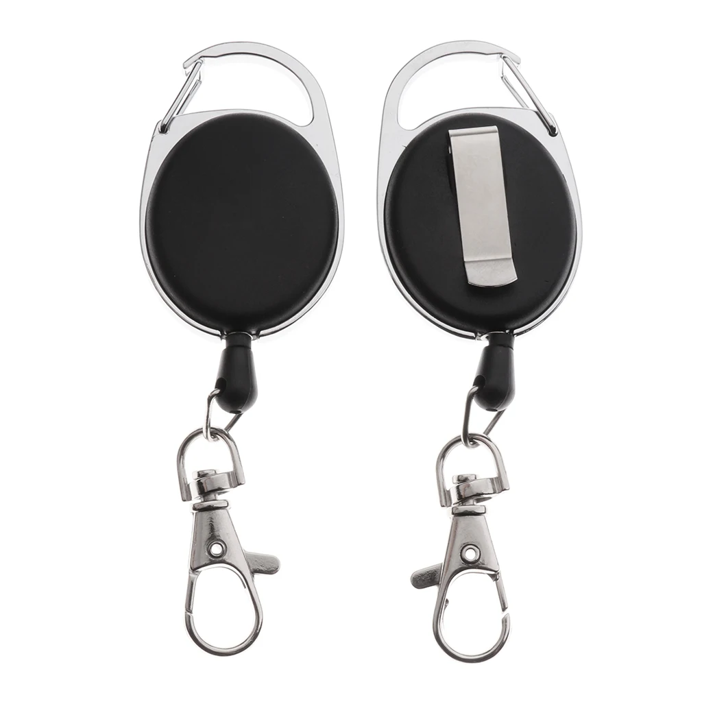 

Prettyia 2x Badge Reel Pull Retractable Key Chain Keyring Cord