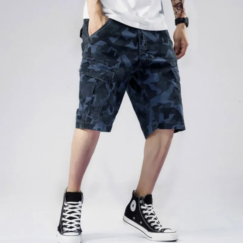 

2021 Summer Men's Camo Cargo Shorts Cotton Military Camouflage Shorts Male Jogger Board Shorts 29-40