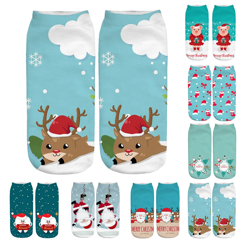 3 пары рождественских носков осенне зимние теплые носки с рисунком Санта Клауса и