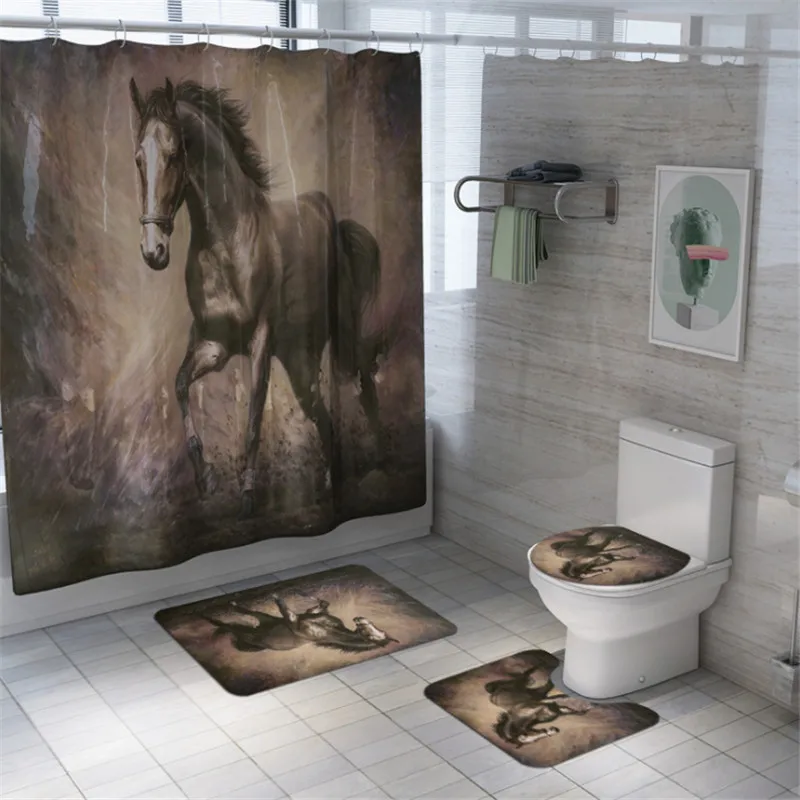 Рождественская красочная Водонепроницаемая занавеска со слоном из полиэстера