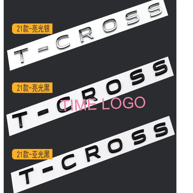 Middle Trunk Logo Badge Sticker Chrome Matte Black Glossy Black 2021 3D Font Letters Emblem for T-CROSS Car Styling Refitting