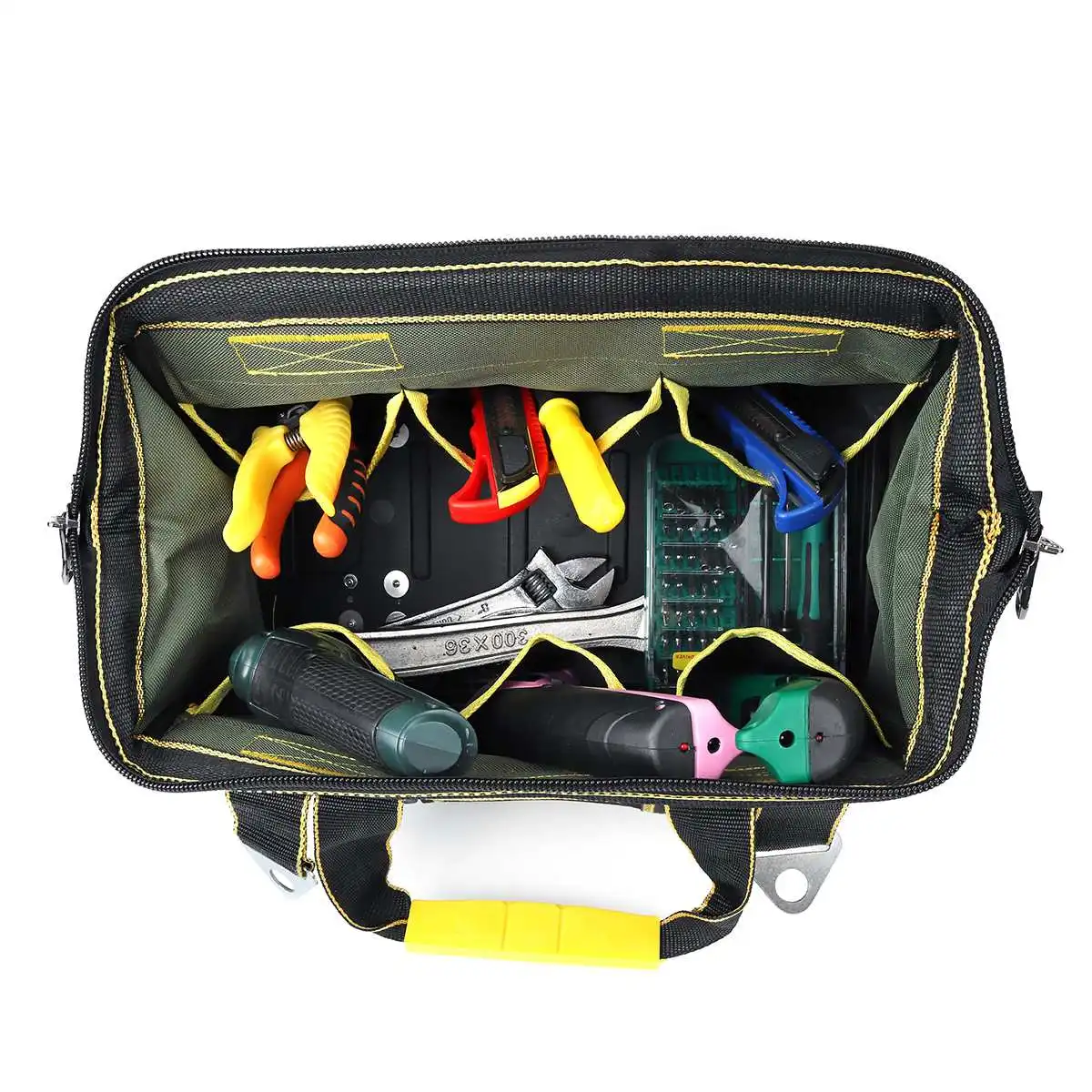 

13/16/18inch Tool Bag Wide Mouth Electrician Bag with Wheels 1680D Oxford Cloth Tools Bag Organizer Thickened Bottom