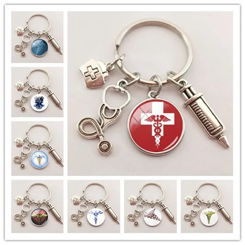 Новый медицинский работник со змеиным символом брелок для ключей ученика на