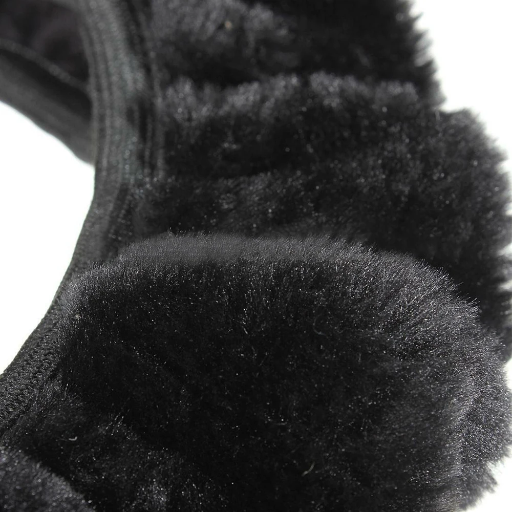 Чехол на руль автомобиля черный теплый мягкий пушистый плюшевый универсальный авто для зимних аксессуаров интерьера.