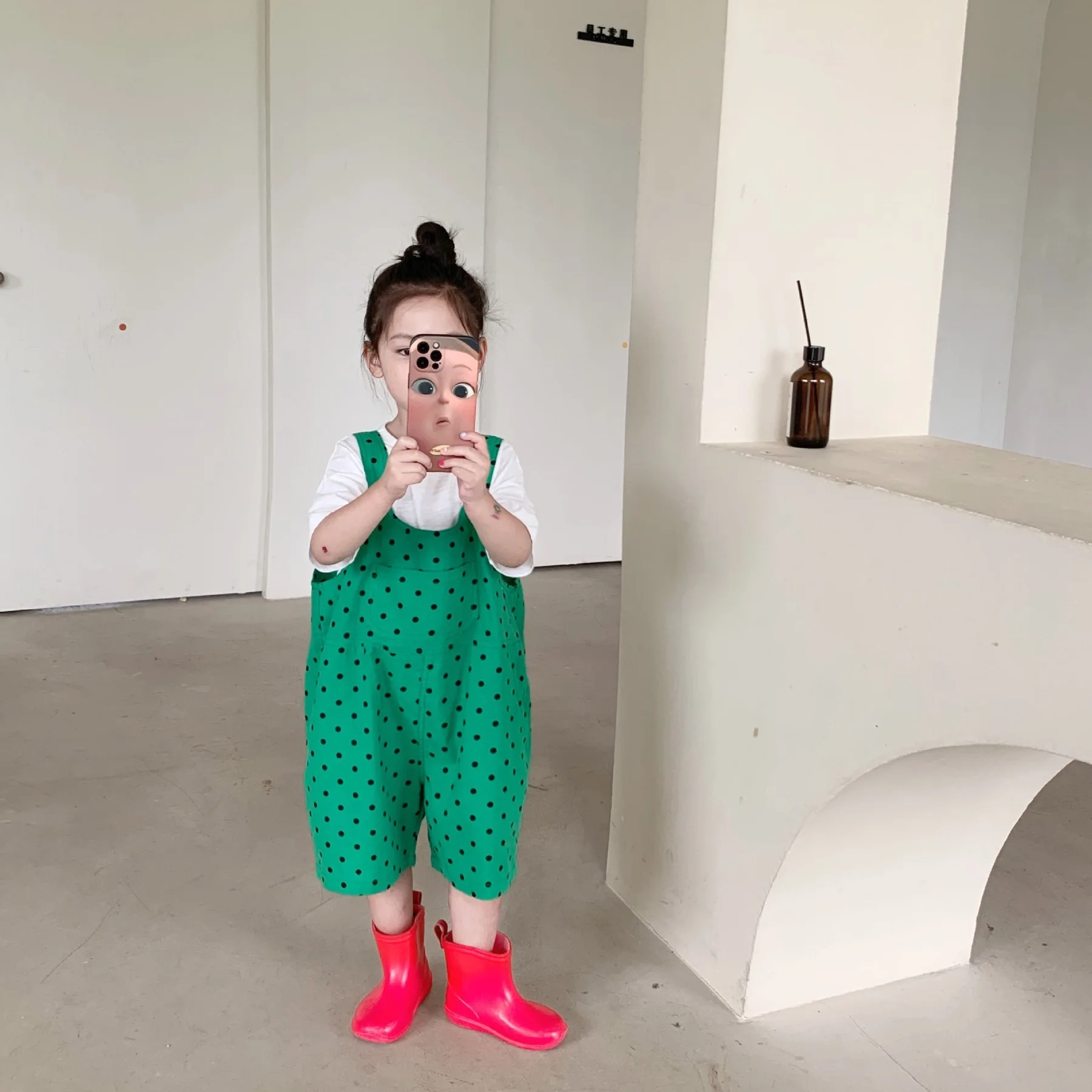

Summer Children's Jumpsuits 2-8 Years Baby Girls Korean Cute Dots Overalls 2021 New Kids Lovely Suspender Pants Girls Jumpsuits