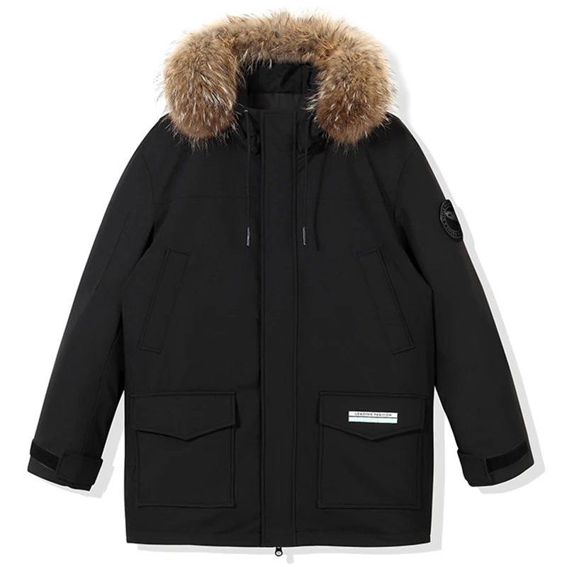 Длинная куртка на белом утином пуху для мужчин и женщин зимняя теплая парка