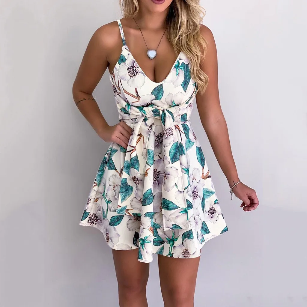 Женское платье без рукавов летние платья женские оборки Бандажное мини-платье с