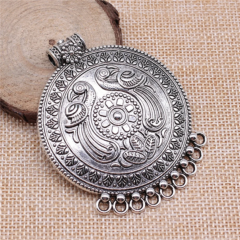 

WYSIWYG 1pcs 55x69mm Antique Silver Color Charms Carved Phoenix Bird Charms For Jewelry Making Jewelry Findings