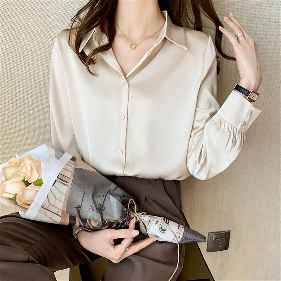 

Fashion Solid Chiffon Office Career Shirts Tops Women Blouses Casual Single-breasted All-match Leisure Blouse Shirt Tops Blusas
