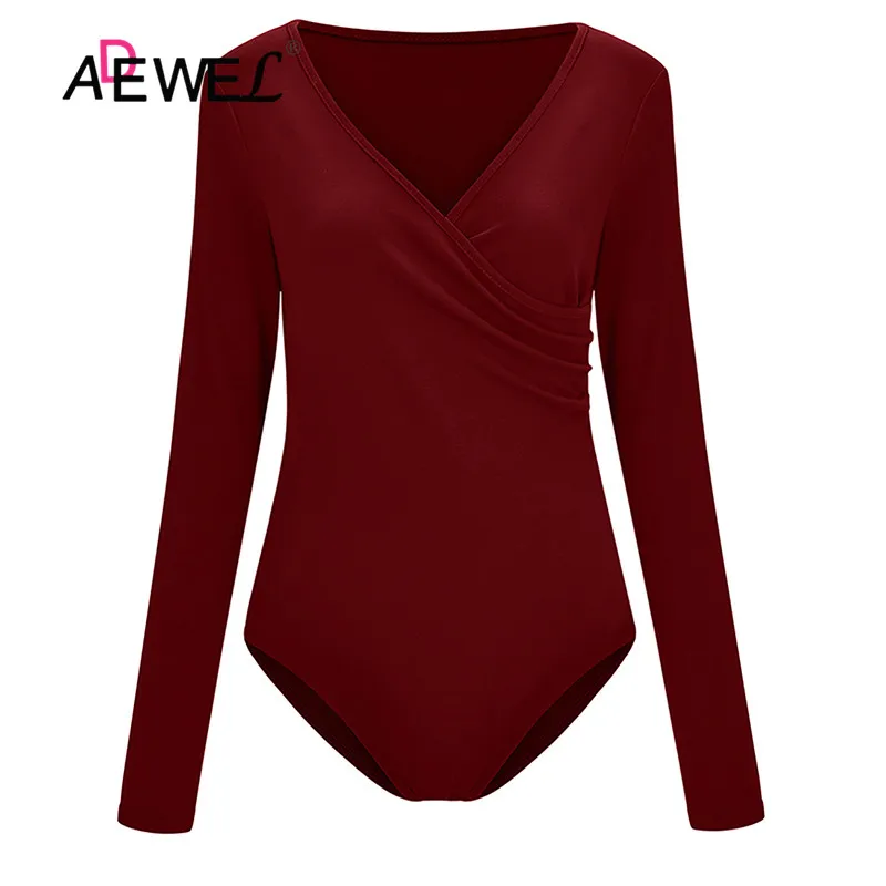 Женский облегающий боди ADEWEL красный черный белый клубный комбинезон с v-образным