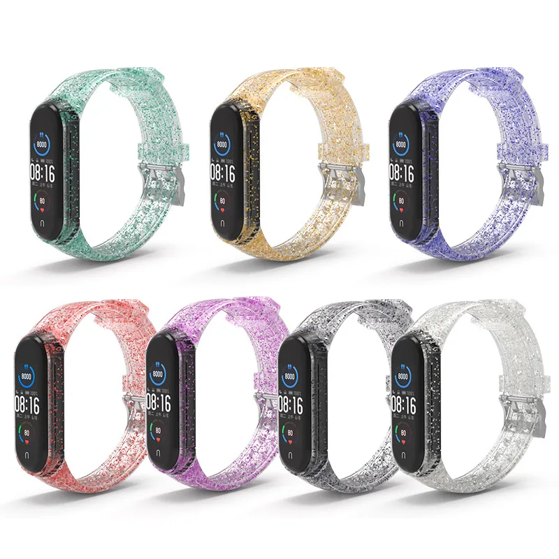 Ремешок силиконовый для Xiaomi Mi Band 3 4 5 6 цветной прозрачный спортивный сменный