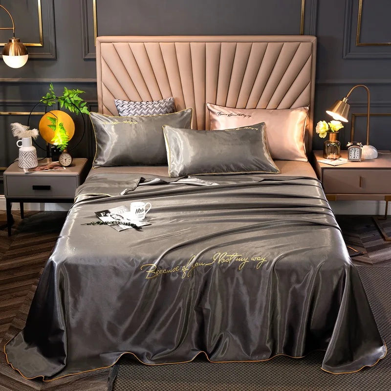 

2020 new products Jacquard ice silk mat Bed cover Fitted Sheet Pillowcases 2/3 pcs Lace 160x230cm/250x250cm Bedding.