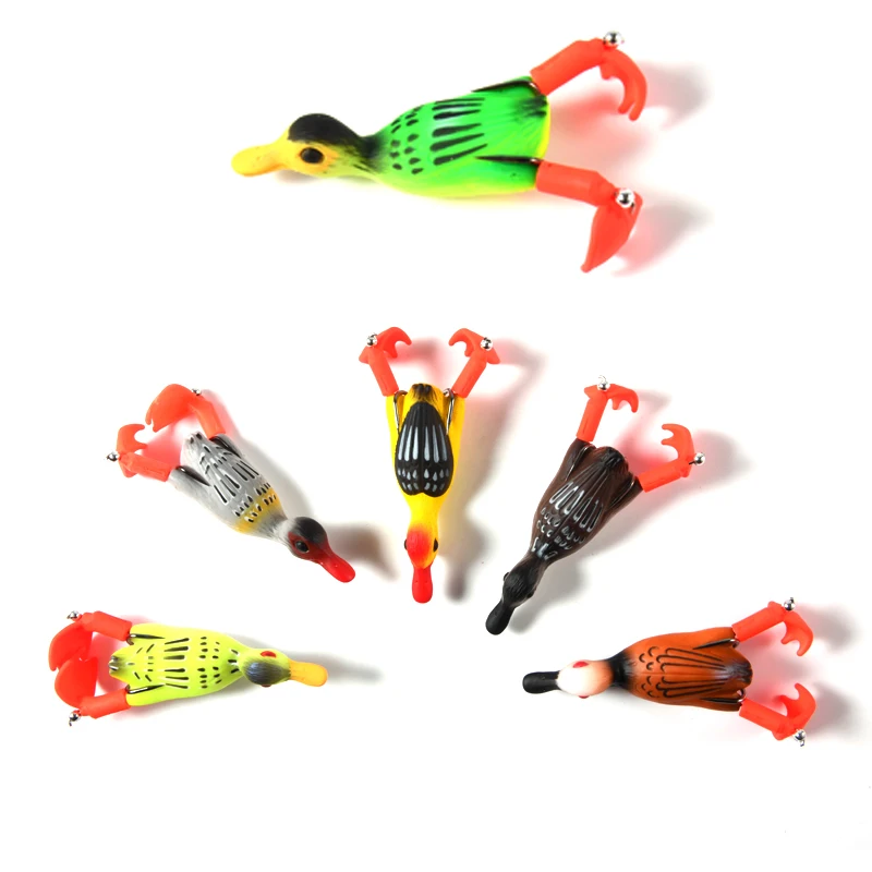

9.5cm 11.2g Double Propeller Flipper Duck Fishing Lures Ducking Frog Soft Bait 3D Eyes Artificial Swimbait Day Bass Tackle 1 PC