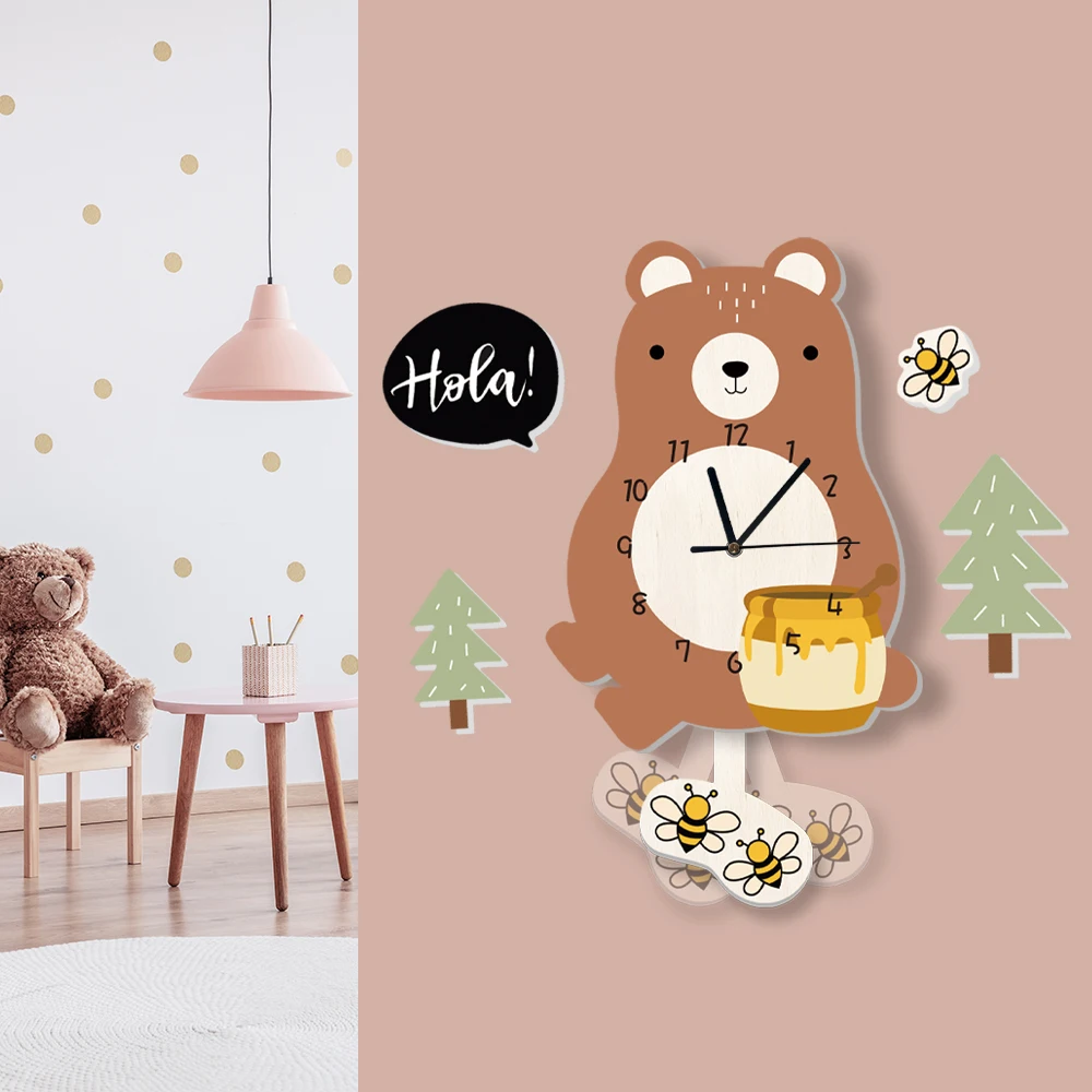 

Funlife® Bear Animal Cute DIY Wall Clocks Silent Movement Hanging Boy's Living Bedroom Wall Decor Baby Nursery Gift For Kid