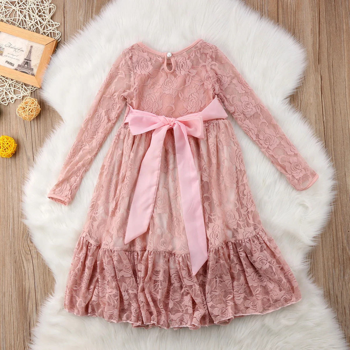 Милое платье для маленьких девочек летнее короткое Кружевное до колена с круглым