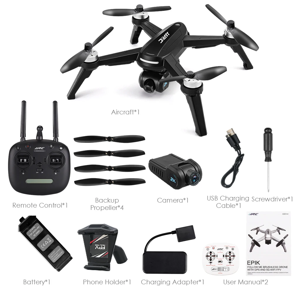 JJRC X5 Радиоуправляемый Дрон с 2K HD камерой 5G Wi-Fi FPV GPS позиционирование долгое время