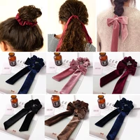 velvet scrunchie ribbon bow hair rope tie hairbands elastic hair bands ponytail holder for women girls hair accessories headband