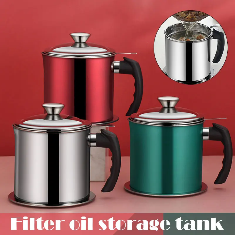 

3 in 1 Kitchen Stainless Steel Oil Filter Strainer Colander Reuse Fry Oil Can Pot Home LB88