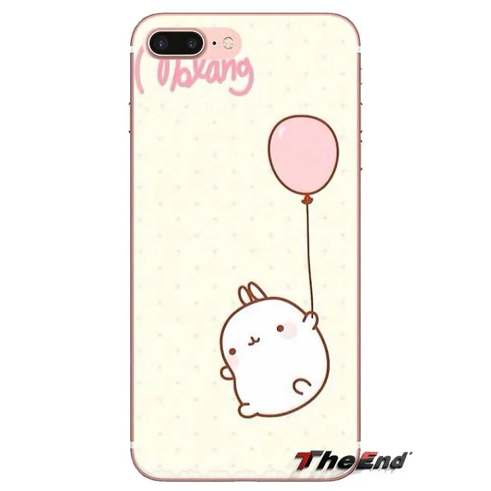 Силиконовый чехол-сумка в Корейском стиле с рисунком картофеля molang розовый для