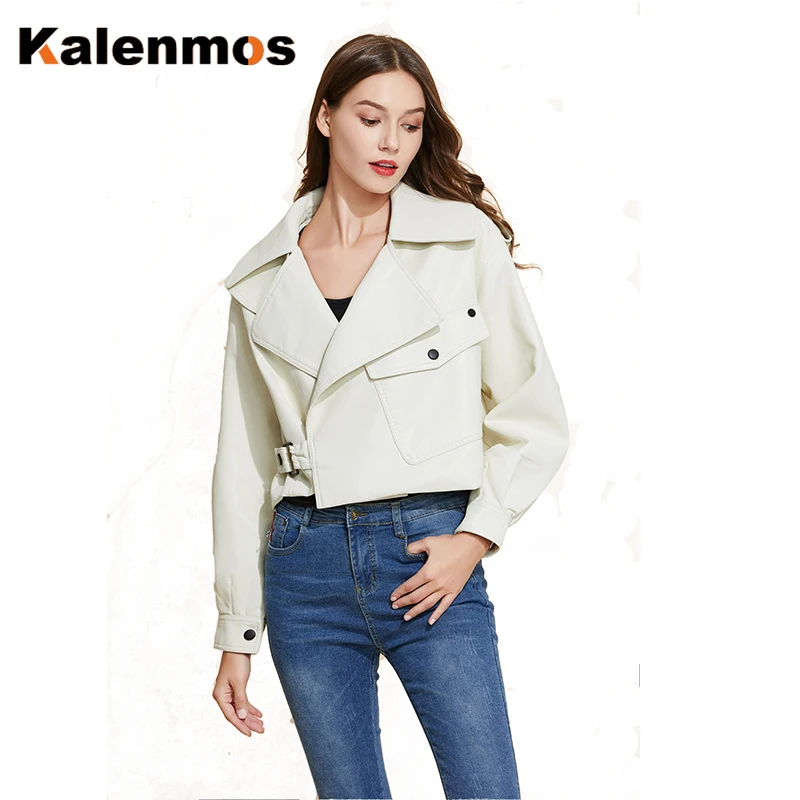 

Jackets Women Faux PU Leather Spring Autumn Motorcycle Biker Francais Coat Loose Streetwear Korean Work Japan Punk Outerwear