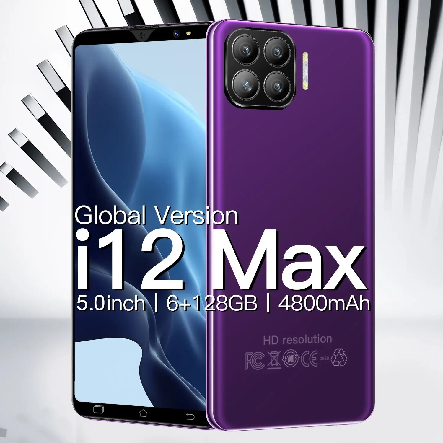 

New Arrival i12 Max 5.0 Inch 6+128GB 4800mAh Fingerprint Unlock Mobile Cell Phone 16+32MP 10 Core MTK6889 Smart Phone Global