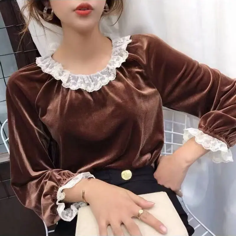 Женская футболка из золотого бархата модные короткие топы с рукавом Семь