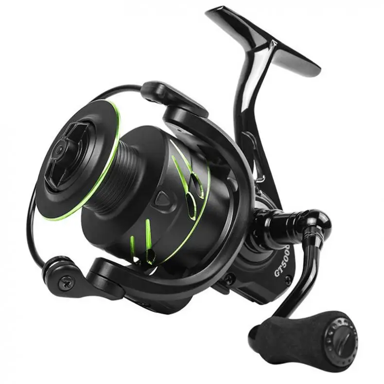 Катушка для спиннинга серии 2000 7000 полностью Металлическая черно зеленая