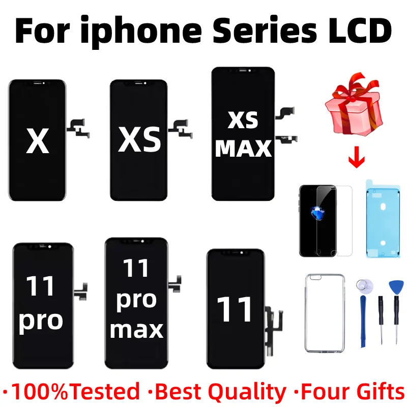 

SCREEN For iPhone X XS XSMax XR 11 LCD Display OLED TFT Touch Screen Digitizer Replacement Assembly With Gifts For iphoneX