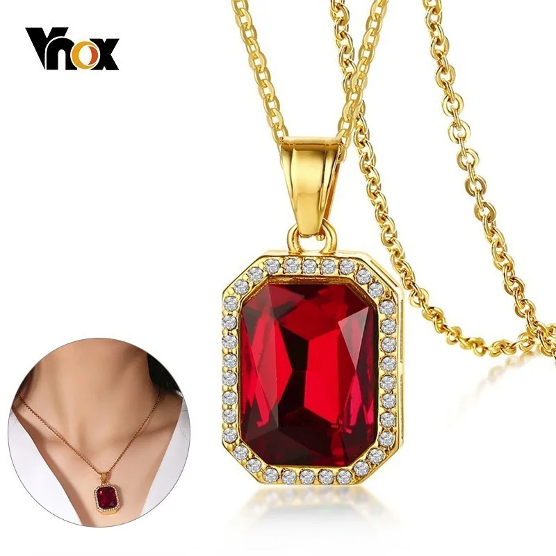 Vnox циркония CZ камень ожерелье для женщин роскошный многоцветный большой