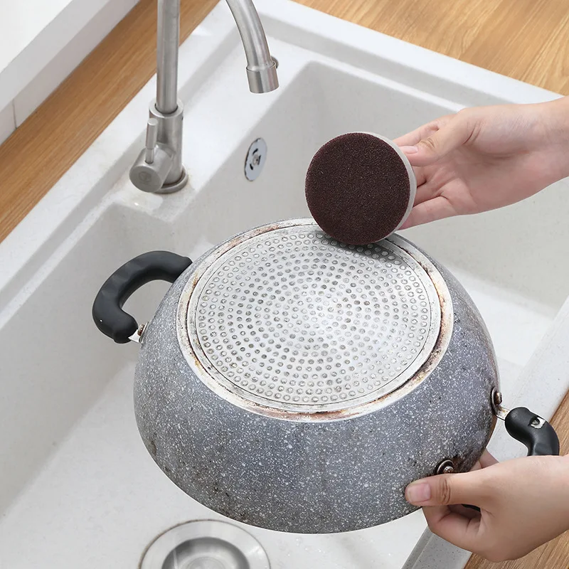 

Household Emery Sponge with Handle Magic Cleaning Brush Kitchen Strong Decontamination Pot Stains Removal Dishwashing Tools