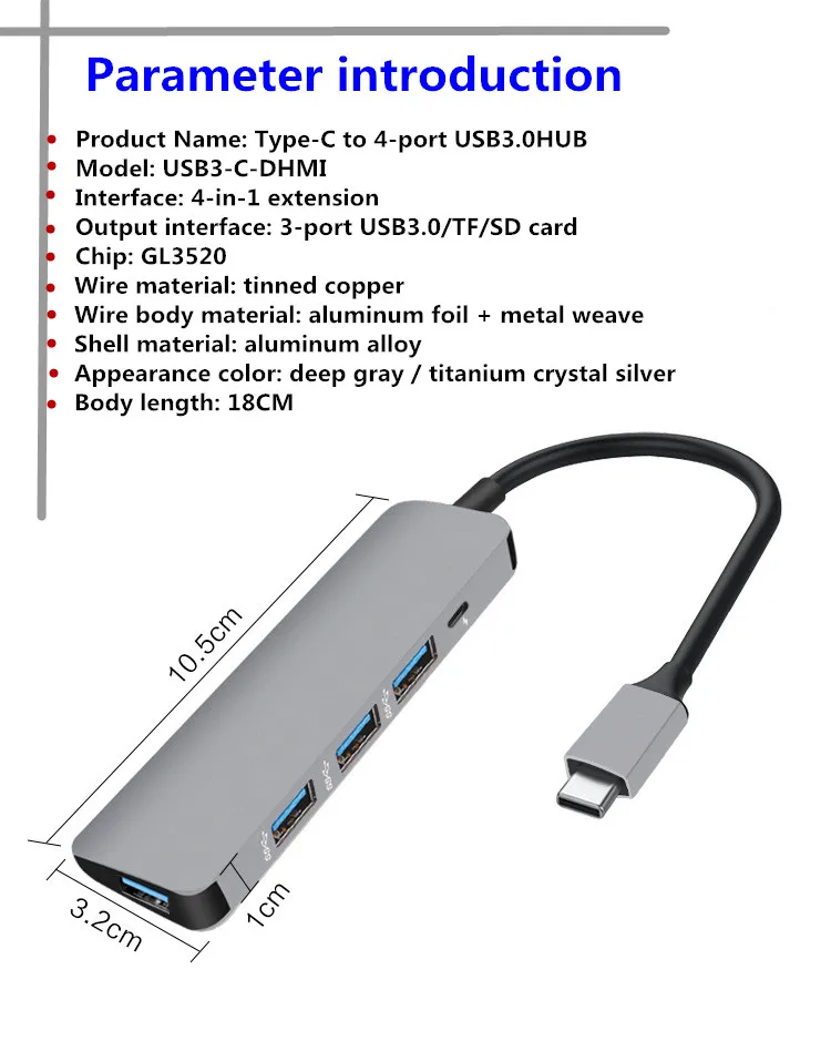 5 в 1 USB C док-станция для ноутбука USB 3,0 HDMI PD Fealushon для MacBook samsung Galaxy S9/S8/S8+ type C док-станция usb-хаб