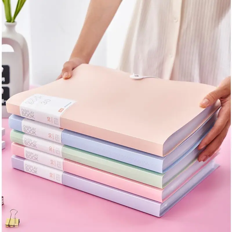 A4 30/60/80/100 Pages Folder Transparent Inset Multilayer Resource Booklet Student Test Paper Storage Bag Contract File