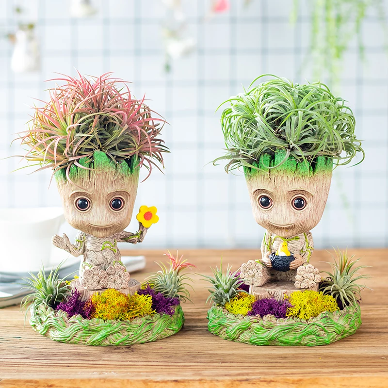 

Fairy Garden Potted Flower Pot Modern Groot Modern Plastic Baby Tree Succulent Plants Office Desktop Decoration Ornament Crafts