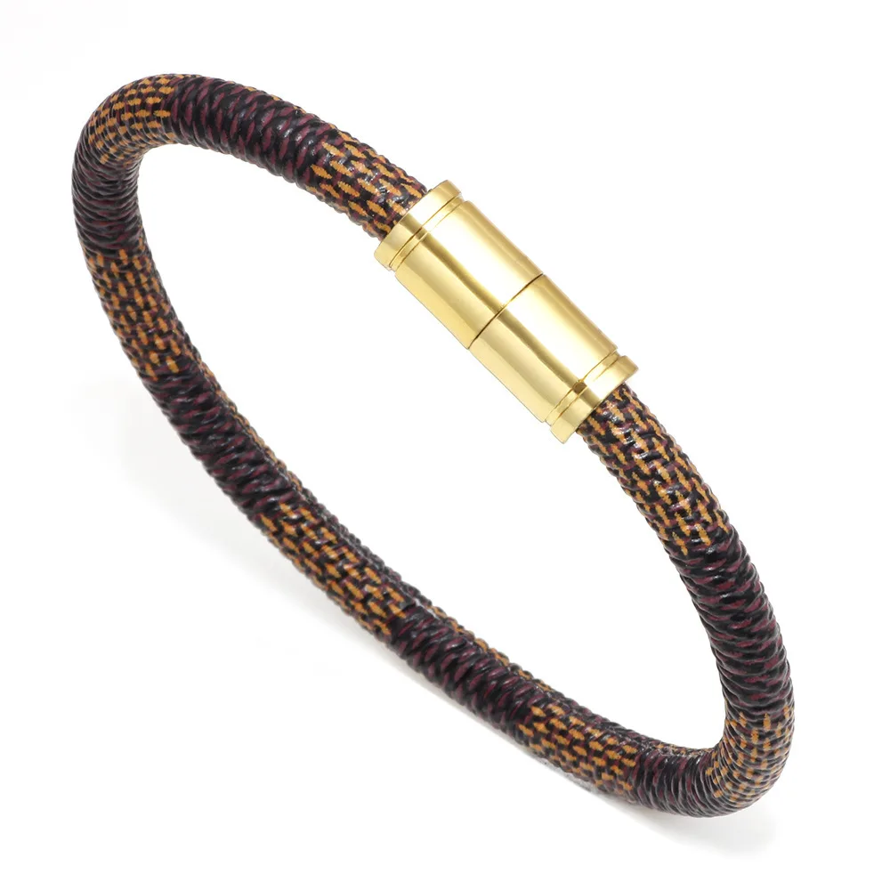 

Trendy Simple Men's and Women's Bracelet Snakeskin Leather Magnetic Buckle Bracelet Retro Fashion Couple's Bracelet