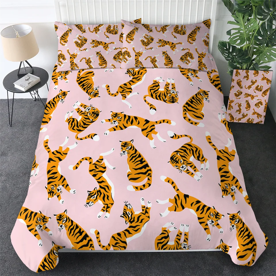 Постельные принадлежности Outlet Tiger комплект детской кровати King акварельный пододеяльник дикие животные домашний текстиль черный белый постельное белье роскошный комплект постельного белья