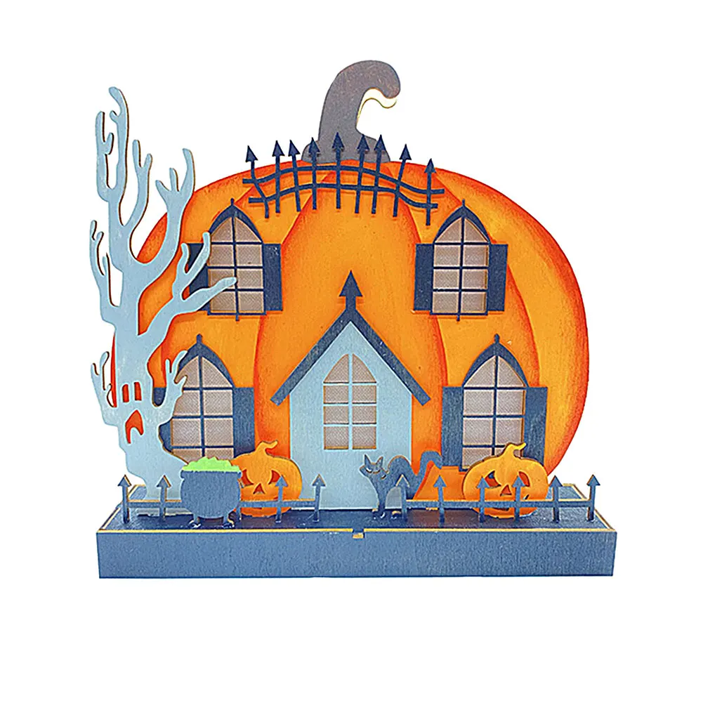 

Centerpieces Bedroom LED Night Light Festival Halloween Decoration Gift Ornament Table Lamp Party Pumpkin Castle Home Wooden