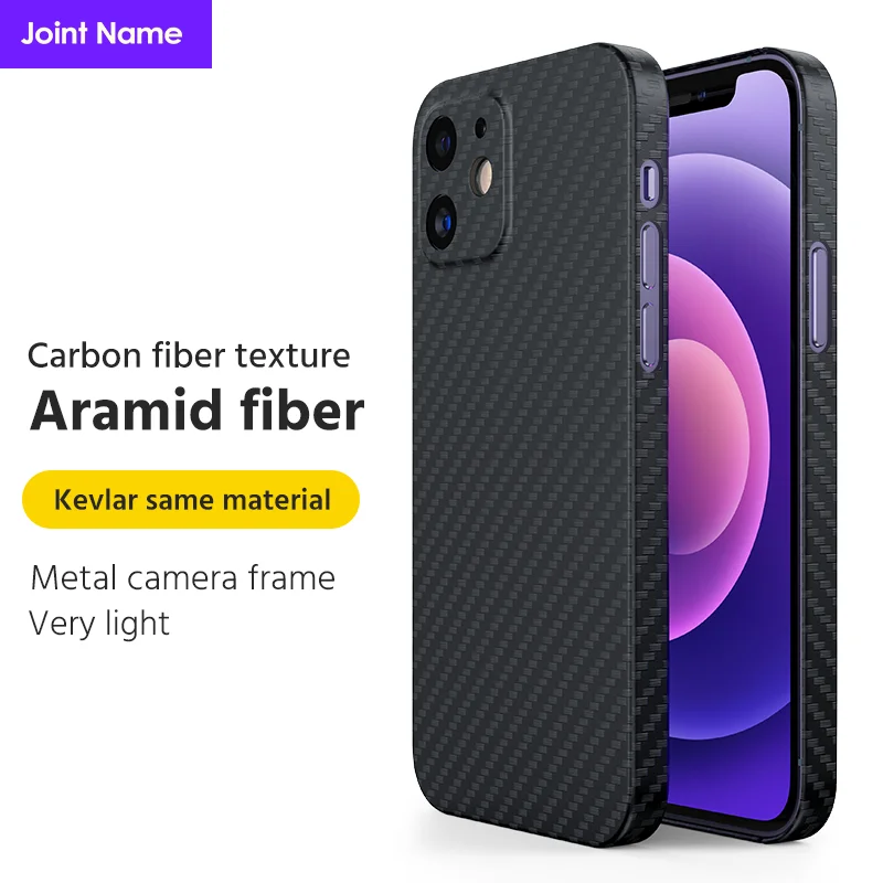 

Metal camera frame iphone 12promax Case Aramid fiber cases for apple i13mini cover Lightweight hard carbon fiber blue Thirteen
