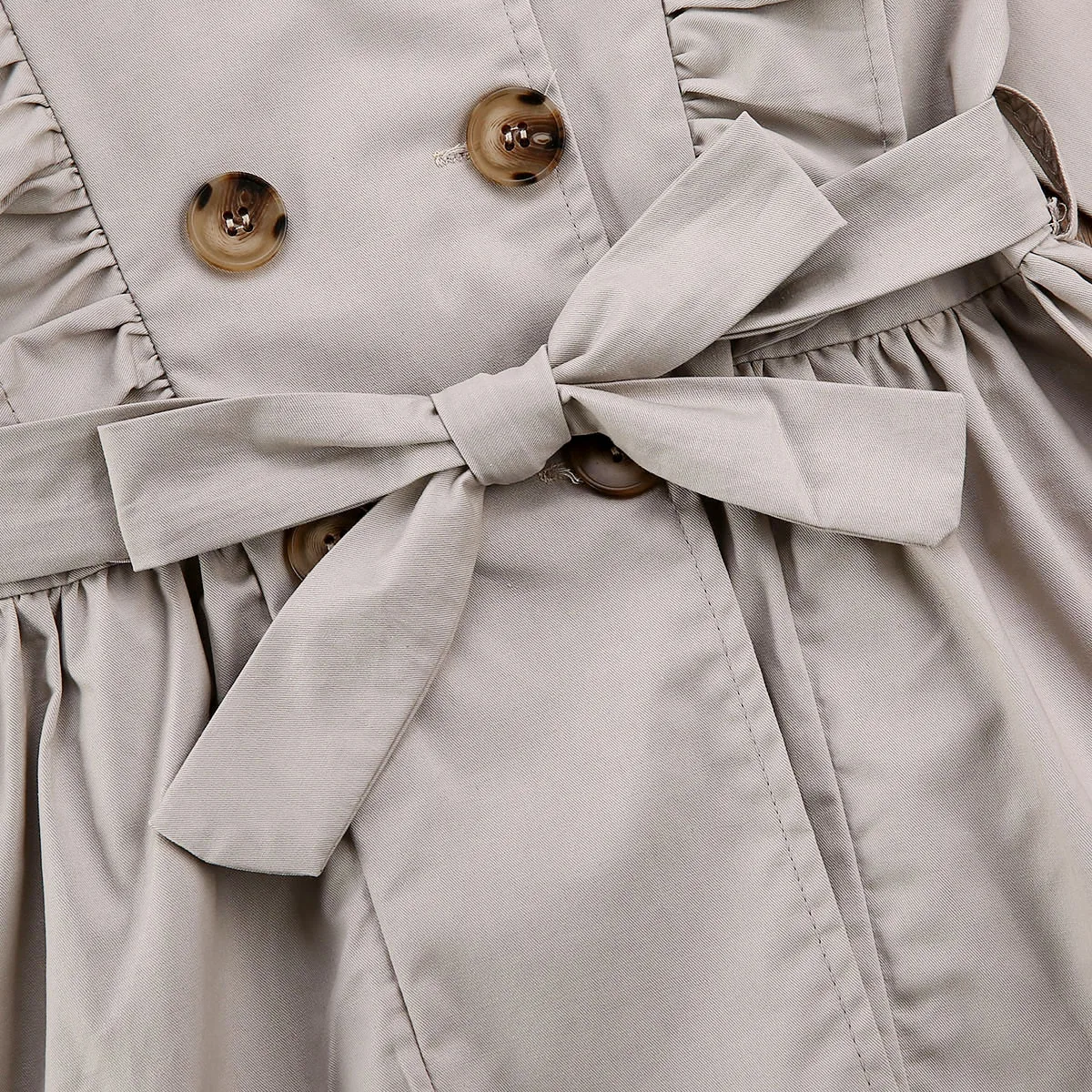 Toddler Kids Girls Belt Breasted Trench Coat Wind Jacket Dress Outwear New Tops | Детская одежда и обувь